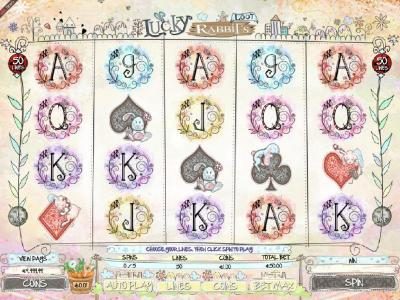 Main game board featuring five reels and 50 paylines with a $25,000 max payout