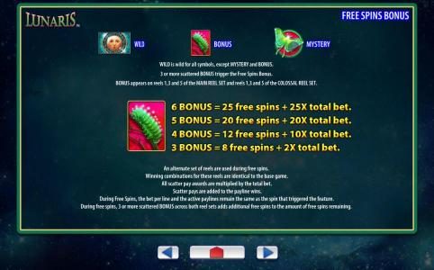 Free Spins Feature Paytable