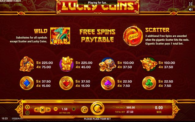 Paytable - Free Games