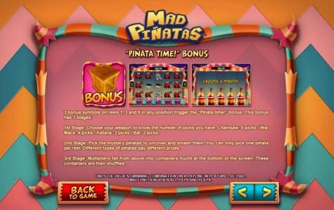 pinata time bonus feature game rules