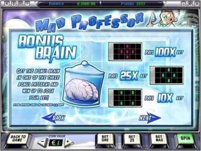how to play bonus brain bonus feature