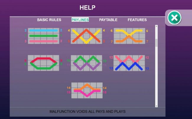 Payline Diagrams 1-15