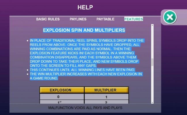 Explosion Spin and Multipiers Rules