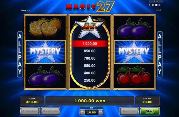 Bonus pays out a 1000 coin win