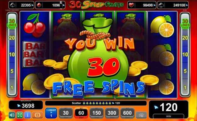 30 free spins awarded