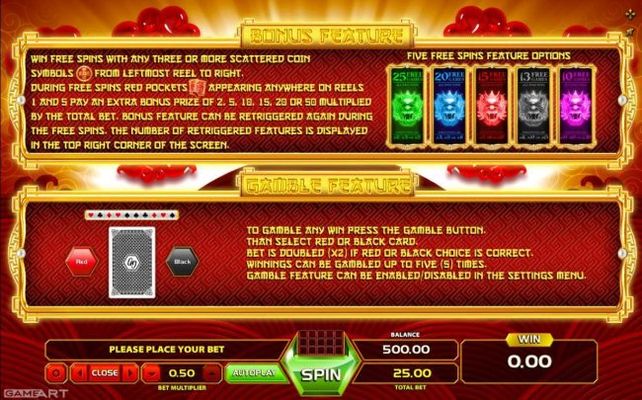 Bonus Feature and Gamble Feature Rules