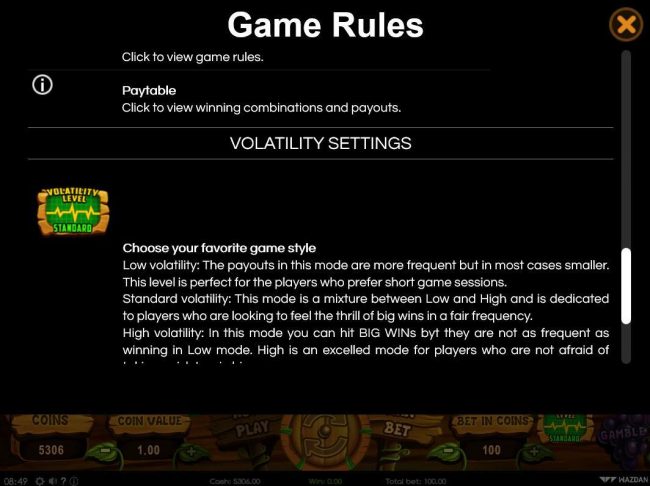 Volatility Settings