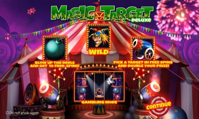 Game features include: Free Spins, Joker Wilds and pick a target and Double your prize