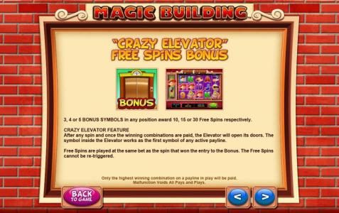 crazy elevator free spins bonus feature rules