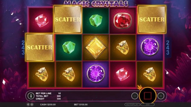 Three scatter symbols anywhere on the reels triggers the free spins feature.