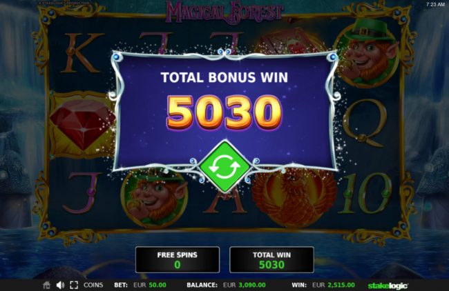 Total bonus game payout 5030 coins