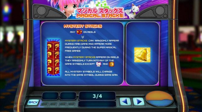 Mystery stacks can randomly appear during main game and appear more frequently during the Super Magical Free Games.