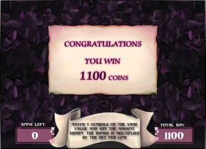 bonus feature pays out 1100 coins