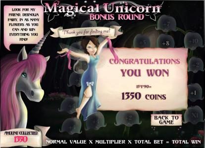 bonus game pays 1350 coins for a big win