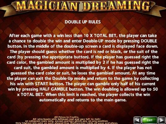 Double Up Gamble Feature Rules