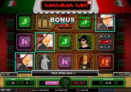 Three scatter symbols triggers free spins bonus feature