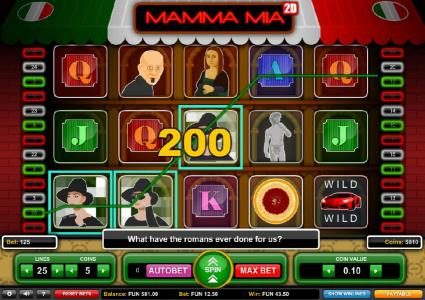 Multiple winning paylines triggers a $43 payout.