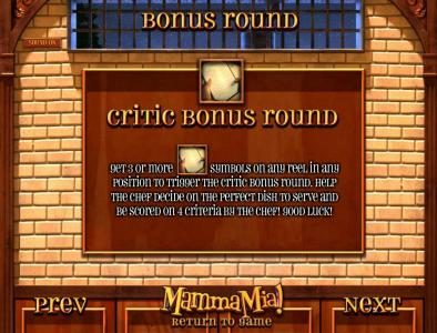 critic bonus feature rules