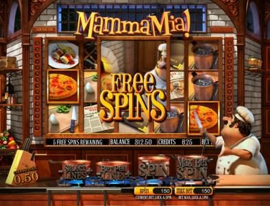 three pizza symbols triggers free spins feature