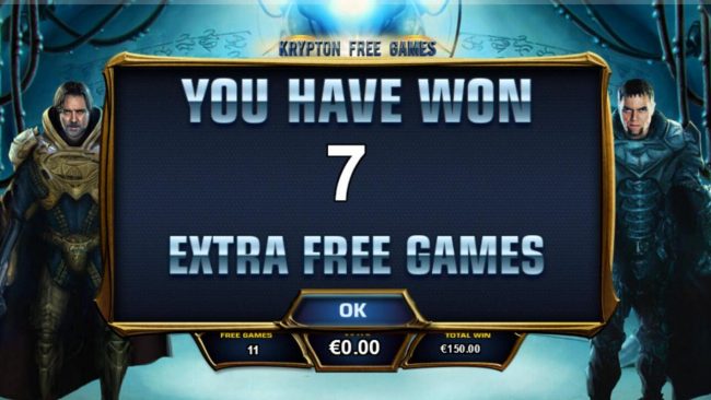 Landing the Krypton Bonus symbol on reel 5 during the Krypton Free Games feature will re-trigger an additional 7 free games.