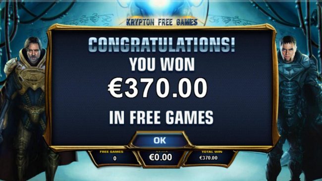 Krypton Free Games feature pays out a total of 370.00.