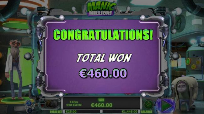 The free spins feature pays out a total of 460.00
