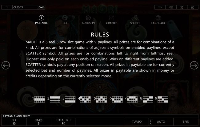 Basic Rules and Payline Diagrams 1-9