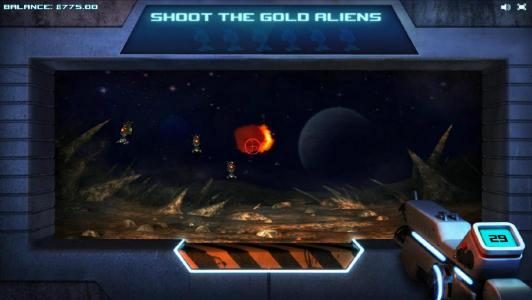shoot the gold aliens to earn prize awards