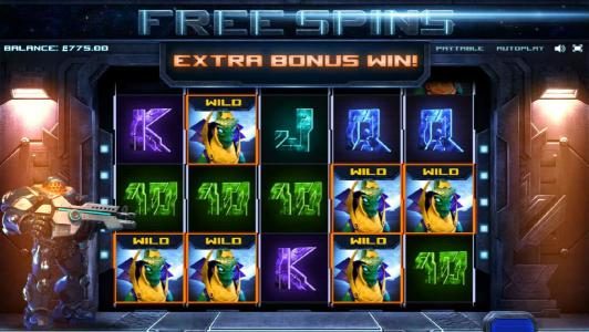 extra bonus win triggered during free spins feature