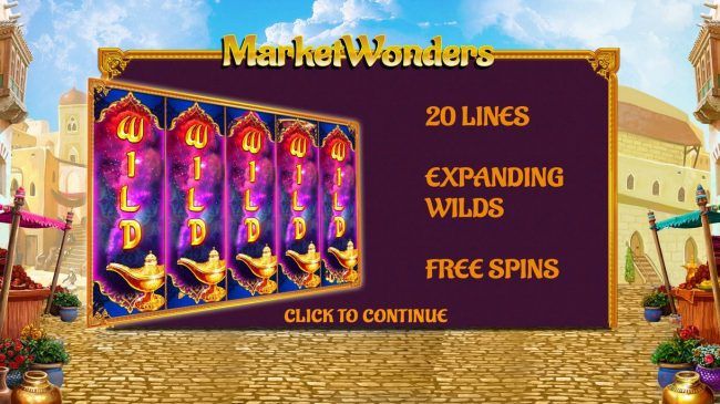 Game features include: 20 Lines, Expanding Wilds and Free Spins