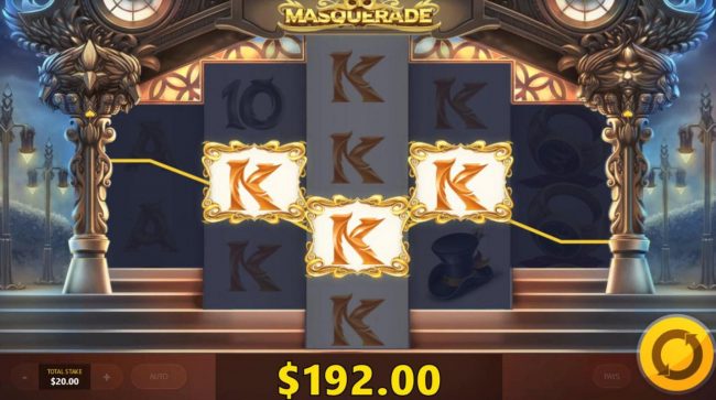 Game pays on all adjacent matching symbols