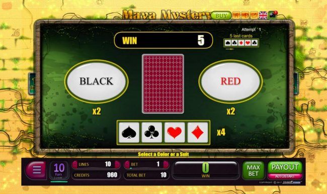 Red-Or-Black Risk Game - To gamble any win press Gamble then select Red or Black.