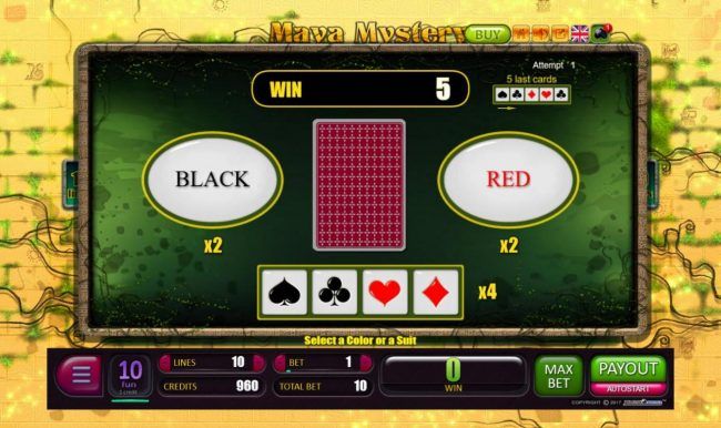 Red-Or-Black Risk Game - To gamble any win press Gamble then select Red or Black.