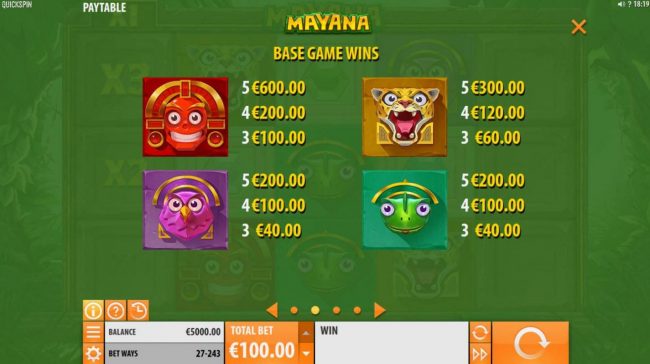 High value slot game symbols paytable