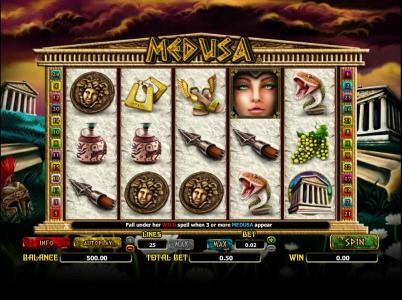 main game board featuring five reels and 25 paylines