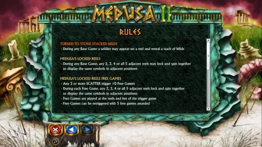 Turn to stone stacked wild rules. Medusa locked reels and free game rules