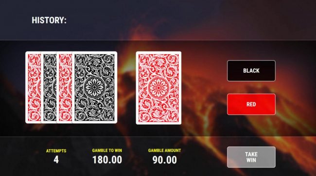 Gamble Feature - To gamble any win press Gamble then select Red or Black.