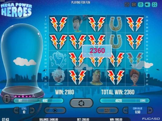 A 2360 coin jackpot triggered by multiple winning bet lines