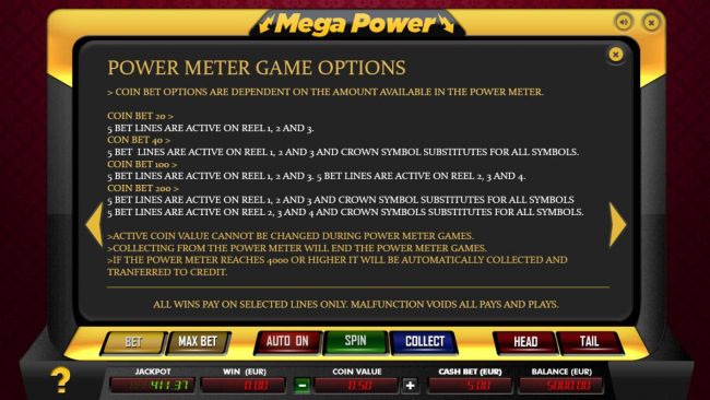 Power Meter Game Options