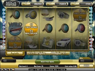 Mega Fortune Slot Game scatter bonus pays out 17 free spins