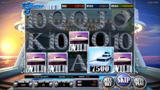 Multiple winning paylines triggers a 2,381 coin mega win!