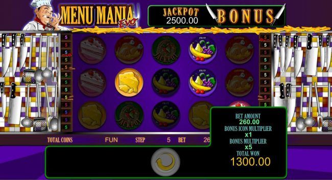 Jackpot Bonus feature pays out a total of 1300