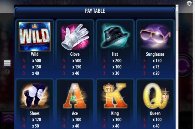 High value slot game symbols paytable