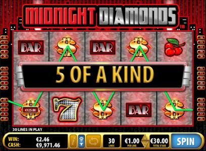 Five of a Kind triggers a $125 payout