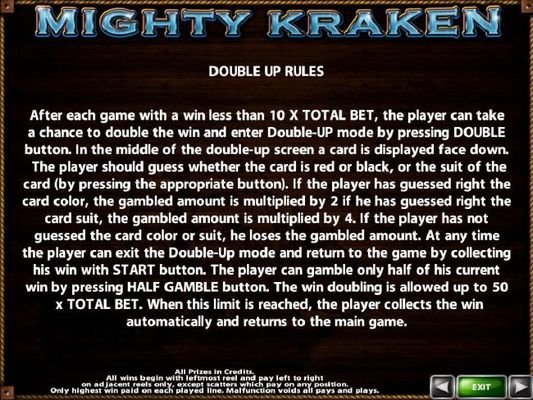 Double Up Gamble Feature Rules