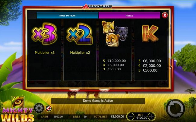 Medium Value Slot Game Symbols Paytable - Free Games Bonus.