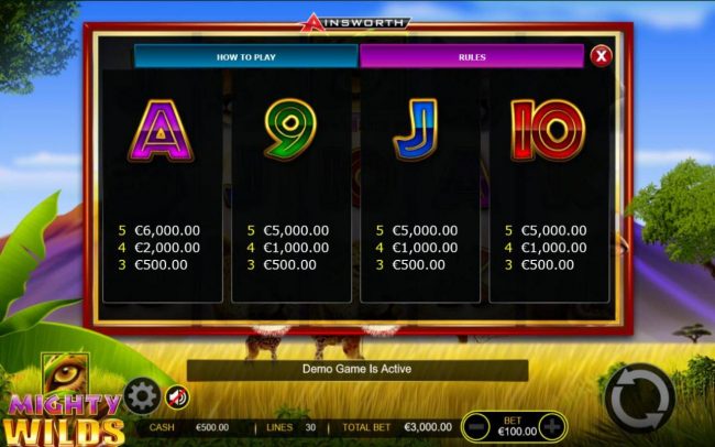 Low value game symbols paytable - Free Games Bonus.