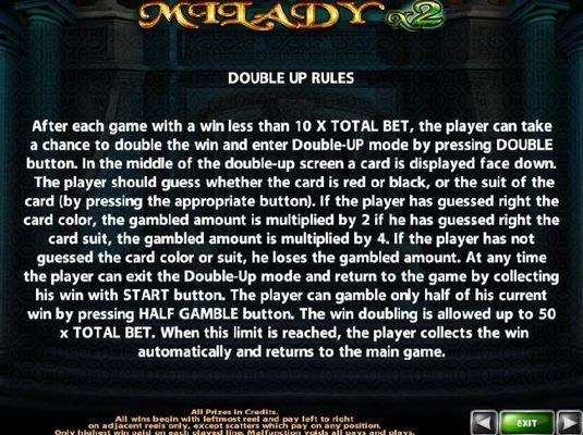 Double Up Gamble Feature Rules