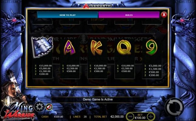 Medium Value Slot Game Symbols Base Paytable.