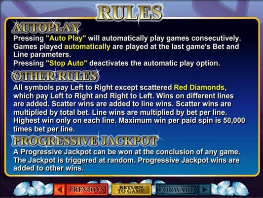 Progressive Jackpot Rules and General Game Rules